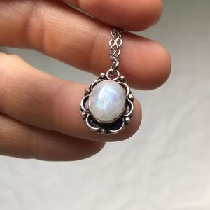 Rainbow moonstone 925 sterling silver pendant